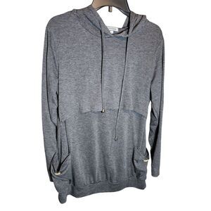 Ginkana Gray Maternity Nursing Hoodie Sweatshirt Long Sleeve Pockets